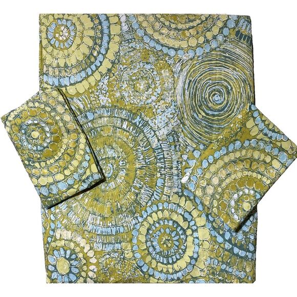 Crate&Barrel Other - CRATE AND BARREL, queen duvet set, mosiac multi blue/green/yellow Crisp LKNU